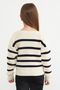 100% Cotton Striped Buttoned Girls' Knit Cardigan - 4