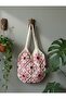 Retro Pink Flower Hand Knitted Motif Shoulder Bag - 5