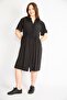 Women's Black Plus Size Front Buttoned Waist Part Rubber Detailed Dress 65n36355 - 2