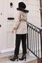 Zippered Hooded Coat Beige 19270 - 4