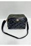 Women's Adjustable Crossbody Strap 4 Compartment Black Shiny Shoulder and Crossbody Bag S-1267 - 6