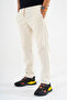 Men's Cream Jogger Pants Lace-Up Elastic Waist Relaxed Fit Sweatpants - 3
