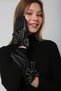 Black Faux Leather Ribbon Detailed Women's Gloves - 8