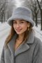 Gray Soft Textured Plush Bucket Women's Hat