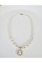 Zircon Stone Baguette Special Design Necklace with Pearls - 4
