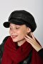 Black Faux Leather Cap Women's Hat - 6