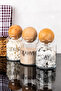 3 Pieces Wooden Ball Lid Transparent Labeled Tea & Sugar & Coffee Storage Container Jar 800 ml - 6