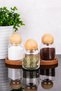 3-Piece Glass Jar Set with Wooden Stand Wooden Ball Lid Jar Set Spice Shaker 300 ml - 4