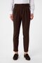 Dark Brown High Waist (Boyfriend) Pleated Fabric Trousers