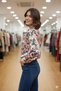 Women's Satin Flower Patterned Shirt - 3