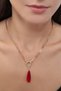 Women's Special Cut Red Water Drop Necklace - Gold Color - (with Surprise Gift) - 4