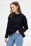 7045 Sleeve Knit Detail Stone Sweater Black