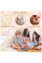 Kids Teepee Tent with Star Lights & Campfire Toy, Natural Cotton Canvas Toddler Play Tent, Washable