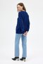 7045 Sleeve Knit Detail Stone Embellished Sweater Navy Blue - 6