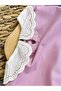 Girl's Embroidered Collar, Elastic Legs, Unprinted, Ruffle Detailed, Oversize, Two-Bottom-Top Children's Set - 7