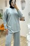 Women's Gray 100% Cotton Top and Bottom Set |   Oversize Comfortable Fit |   Stylish Combination Suitable for 4 Seasons - 6