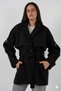 Women's Black Premium Midi Length Lined Cashmere Coat Hzl25W-Bd191571 - 3