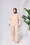 Women's 3-Piece Set ♦   Scuba Fabric ♦   Beige ♦   High Waist Wide Leg Pants with Pockets ♦   Casual Stylish Outfit - 7