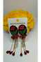 Earrings, Red Poppy Patterned Dangle - 3