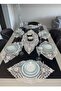 American Placemat, 1 Runner 6 Plate Food Service Set, Tablecloth Set, Service Presentation Set - Cream