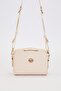 Cream Double Zipper Adjustable Shoulder Bag