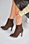 N372524402 Brown Suede Thin Heeled Women's Boots - 2