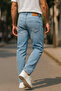 Regular Fit Jean Martin High Waist Standard Cut Stretchy Ice Blue Men's Jeans C336 - 3