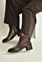 V555311503 Brown Genuine Leather Low Heel Women's Boots - 2