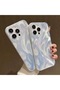 iPhone 15 Pro Max Silver Color Feather Patterned Sides Silicone Shockproof Phone Case - 4