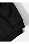 Men's Black Hooded Zip-Up Oversized Brushed Inside Printed Sweatshirt Winter School Cardigan - 3