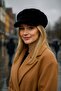 Black Soft Textured Plush Cap Women's Hat - 2