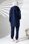 Women's Seasonal Combed Cotton Bottom Top Sports and Comfortable Navy Blue Hijab Set - 7