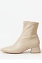 Women's Beige Stretch Pointed Toe Center-Stitched Heeled Boots - 8