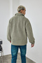 Premium Men's Mock Neck Half Zipper Green Plush Sweatshirt Ls-86081 - 5