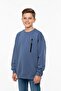 Crew Neck Boys' Sweatshirt with Pocket Zipper Detail - 2