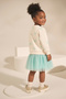 Girls Seasonal Long Sleeve Tulle Dress with Sequin Embroidery - 2