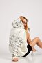 White Women's Angel Printed Oversized Hooded Thick 3 Thread Fabric Winter Sweatshirt Hoodie Sweatshirt - 2