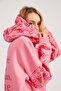 Pink Women's Angel Printed Oversized Hooded Thick 3 Thread Fabric Winter Sweatshirt Hoodie Sweatshirt - 2