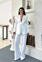 Women's double belted blazer jacket pants set - 4