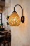 Etna Decorative Jute Wicker Black Metal Body Modern Wall Sconce Indoor