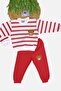 1-9 Years Old Children's Set with Teddy Bear Embroidery, 2-Threaded, Seasonal, Top and Bottom, Double Unisex, Side Stripes