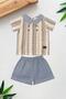 Baby Boy/Child Collared 2-Piece Set Raw Linen Summer Fabric Bottom Top 3-6-9-12-19-24Months - 2