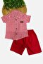 Boy's summer short sleeve shirt with pitikari pattern and satin shorts 2-piece set festive set (full pattern) - 3