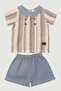 Baby Boy/Child Collared 2-Piece Set Raw Linen Summer Fabric Bottom Top 3-6-9-12-19-24Months - 3