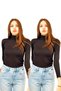 Women's Long Sleeve Full Neck Lycra Combed Badi 2 Pieces Black