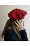 Red Color Handcrafted Pearl French Painter Beanie - Hat - Valentine's Day Gift - 3