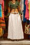 White Color Linen Skirt with Belt and Pocket Detail - 4