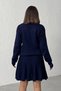 Women's Navy Blue Stylish Collar Detailed Cardigan Blouse Skirt Bottom Top Two-Piece Set (New Color) - 5