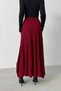 Women's Burgundy Pleated Detailed Long Knitwear Skirt - 3