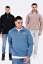 3-Pack Men's Half-Zip Relaxed Fleece-Lined Cotton Stand-Up Collar Sweatshirt Black, Blue, Brown